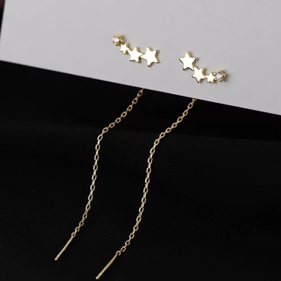⭐️Insta 18K Gold plated threader earrings - Picture 2 of 7